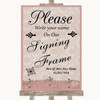 Pink Shabby Chic Signing Frame Guestbook Personalized Wedding Sign