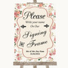 Vintage Roses Signing Frame Guestbook Personalized Wedding Sign