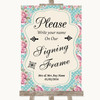 Vintage Shabby Chic Rose Signing Frame Guestbook Personalized Wedding Sign