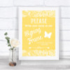 Yellow Burlap & Lace Signing Frame Guestbook Personalized Wedding Sign