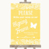 Yellow Burlap & Lace Signing Frame Guestbook Personalized Wedding Sign