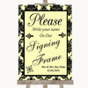 Yellow Damask Signing Frame Guestbook Personalized Wedding Sign
