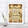 Autumn Vintage Take A Moment To Sign Our Guest Book Personalized Wedding Sign