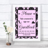 Baby Pink Damask Take A Moment To Sign Our Guest Book Personalized Wedding Sign