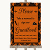 Burnt Orange Damask Take A Moment To Sign Our Guest Book Wedding Sign
