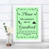 Green Take A Moment To Sign Our Guest Book Personalized Wedding Sign