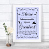 Lilac Take A Moment To Sign Our Guest Book Personalized Wedding Sign