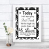 Black & White Damask Today I Marry My Best Friend Personalized Wedding Sign