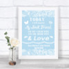 Blue Burlap & Lace Today I Marry My Best Friend Personalized Wedding Sign