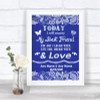 Navy Blue Burlap & Lace Today I Marry My Best Friend Personalized Wedding Sign