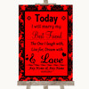 Red Damask Today I Marry My Best Friend Personalized Wedding Sign