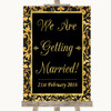 Black & Gold Damask We Are Getting Married Personalized Wedding Sign