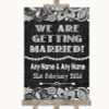 Dark Grey Burlap & Lace We Are Getting Married Personalized Wedding Sign