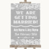 Grey Burlap & Lace We Are Getting Married Personalized Wedding Sign