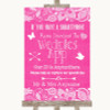 Bright Pink Burlap & Lace Wedpics App Photos Personalized Wedding Sign