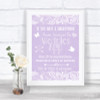 Lilac Burlap & Lace Wedpics App Photos Personalized Wedding Sign