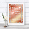 Coral Pink Welcome Order Of The Day Personalized Wedding Sign