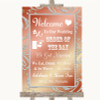 Coral Pink Welcome Order Of The Day Personalized Wedding Sign