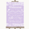 Lilac Burlap & Lace Welcome Order Of The Day Personalized Wedding Sign