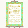 Mint Green & Gold Welcome Order Of The Day Personalized Wedding Sign