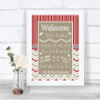 Red & Grey Winter Welcome Order Of The Day Personalized Wedding Sign