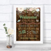 Rustic Floral Wood Welcome Order Of The Day Personalized Wedding Sign