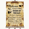 Autumn Vintage Welcome Order Of The Day Personalized Wedding Sign