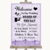 Lilac Shabby Chic Welcome Order Of The Day Personalized Wedding Sign