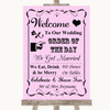 Pink Welcome Order Of The Day Personalized Wedding Sign