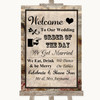Vintage Welcome Order Of The Day Personalized Wedding Sign