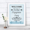 Blue Shabby Chic Welcome To Our Engagement Party Personalized Wedding Sign