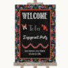 Floral Chalk Welcome To Our Engagement Party Personalized Wedding Sign