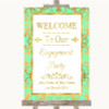 Mint Green & Gold Welcome To Our Engagement Party Personalized Wedding Sign