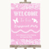 Pink Burlap & Lace Welcome To Our Engagement Party Personalized Wedding Sign