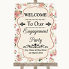 Vintage Roses Welcome To Our Engagement Party Personalized Wedding Sign