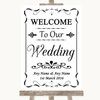 Black & White Welcome To Our Wedding Personalized Wedding Sign