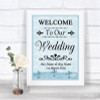 Blue Shabby Chic Welcome To Our Wedding Personalized Wedding Sign