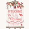 Coral Rustic Wood Welcome To Our Wedding Personalized Wedding Sign