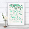 Green Rustic Wood Welcome To Our Wedding Personalized Wedding Sign