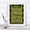 Olive Green Damask Welcome To Our Wedding Personalized Wedding Sign