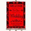 Red Damask Welcome To Our Wedding Personalized Wedding Sign