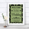 Sage Green Damask Welcome To Our Wedding Personalized Wedding Sign