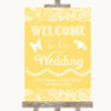 Yellow Burlap & Lace Welcome To Our Wedding Personalized Wedding Sign