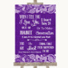 Purple Burlap & Lace When I Tell You I Love You Personalized Wedding Sign