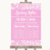 Pink Burlap & Lace Who's Who Leading Roles Personalized Wedding Sign