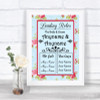 Shabby Chic Floral Who's Who Leading Roles Personalized Wedding Sign