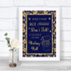 Blue & Gold Wishing Well Message Personalized Wedding Sign