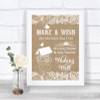 Burlap & Lace Wishing Well Message Personalized Wedding Sign
