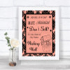 Coral Damask Wishing Well Message Personalized Wedding Sign