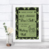 Sage Green Damask Wishing Well Message Personalized Wedding Sign